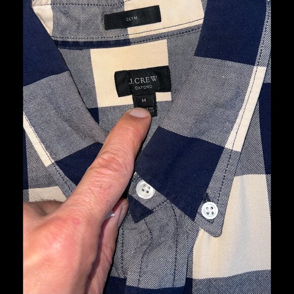 J.Crew Slim Fit Oxford Shirt – Navy & Cream Buffalo Check, Size M - Picture 3 of 5